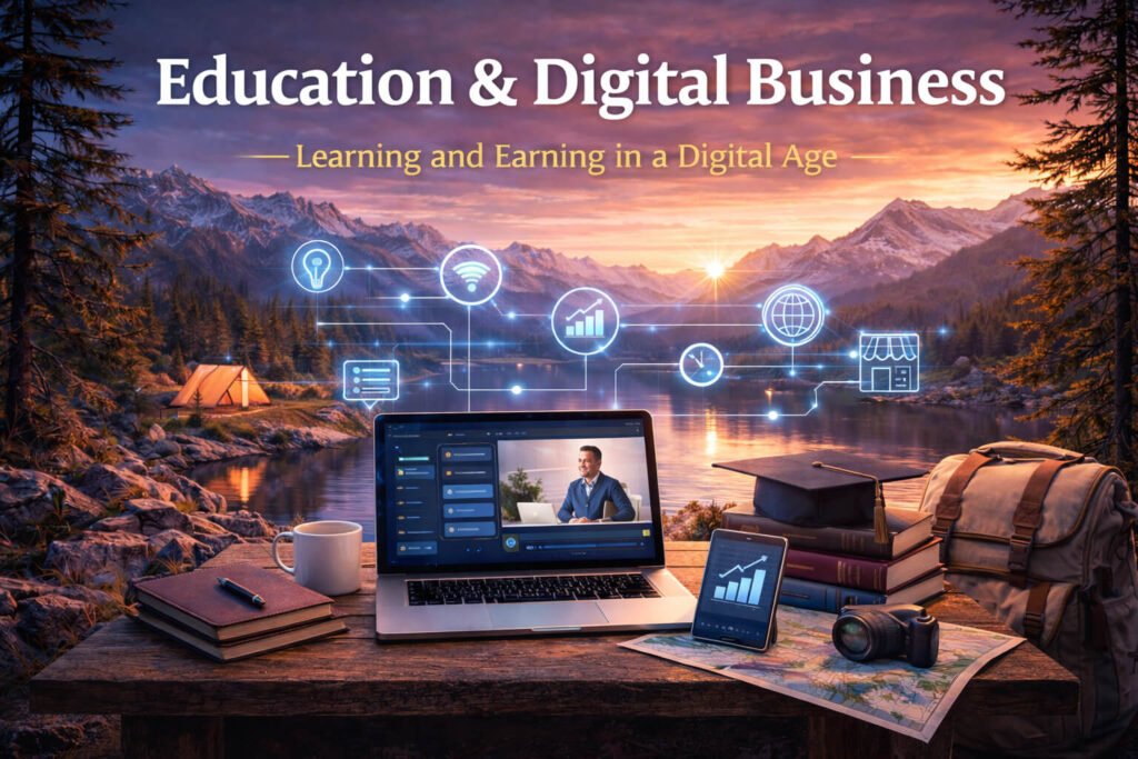 Education and digital business tools for online learning, entrepreneurship and scalable income