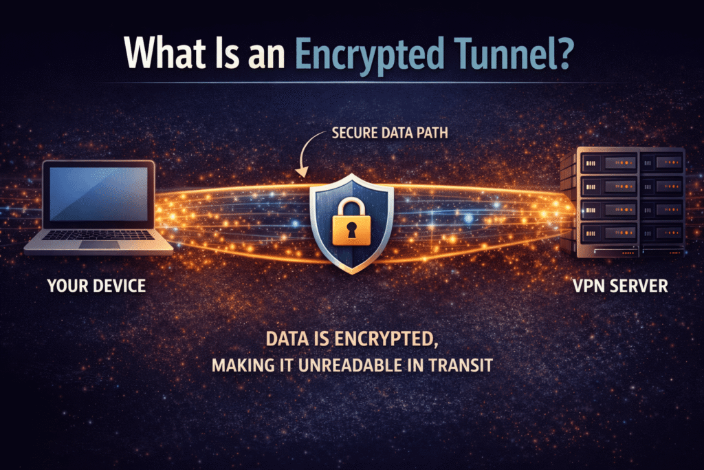 what is an encrypted tunnel vpn how vpn tunnel works secure data encryption diagram