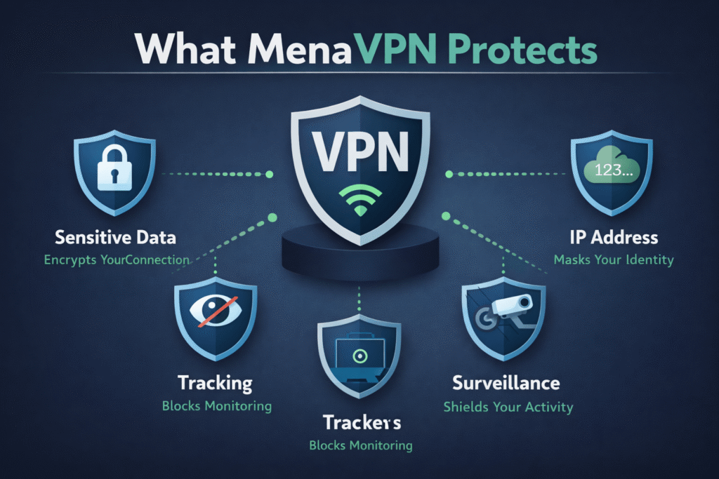 what menavpn protects data encryption ip address protection tracking prevention and online privacy security